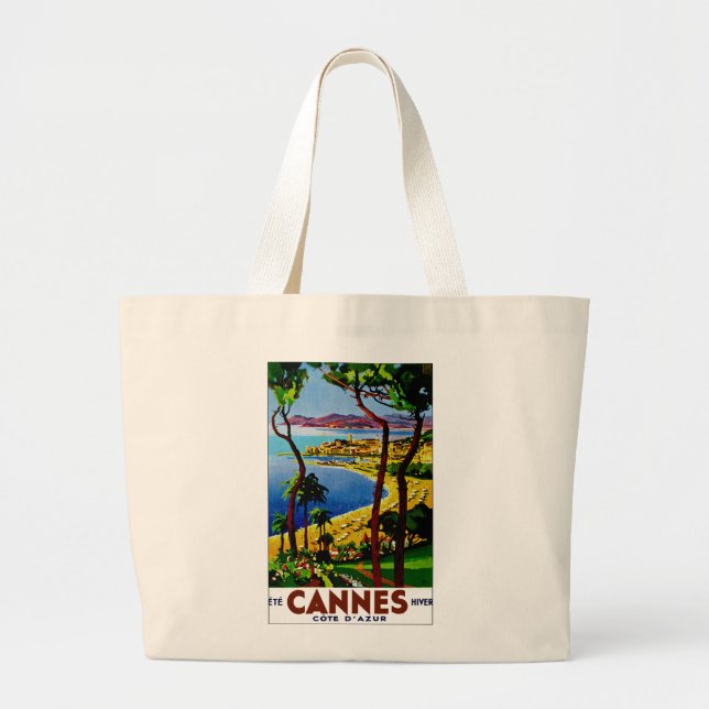 Cannes ~ Cote d'Azur Large Tote Bag (Front)