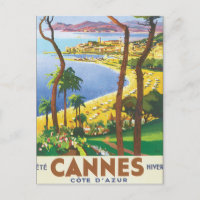 Cannes Cote D'Azur Vintage Travel Poster