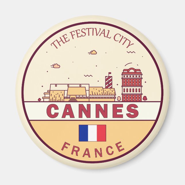 Cannes France City Skyline Emblem Magnet (Front)