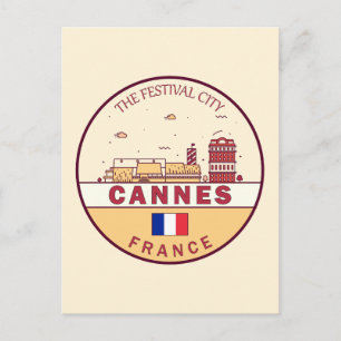 Cannes France City Skyline Emblem Postcard