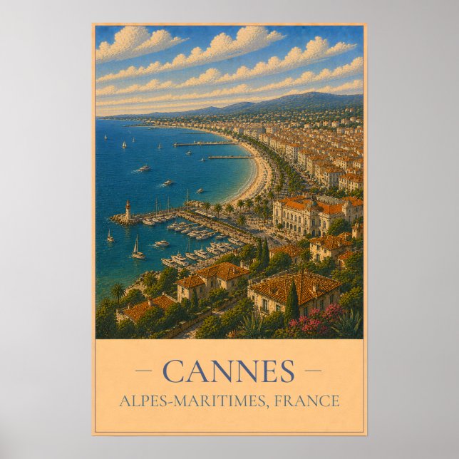 Cannes, France – Vintage Travel Poster (Front)