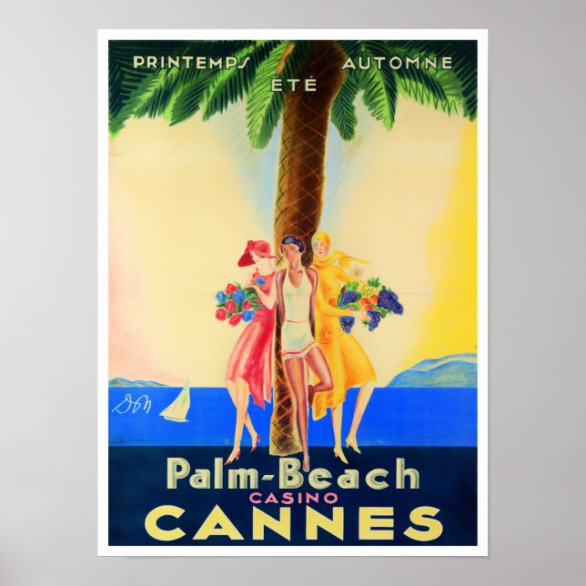 Cannes France vintage travel Poster (Front)
