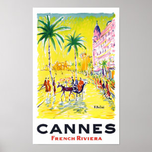 Cannes France vintage travel Poster