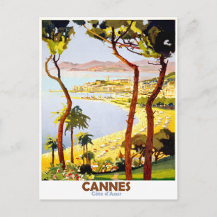 Cannes, French riviera, France. Vintage travel Postcard