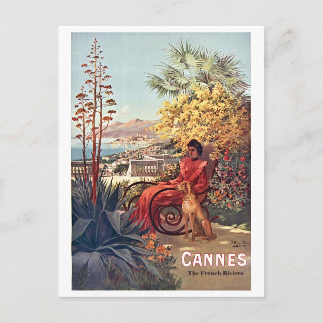 Cannes, Lady with her Dog on the Garden Postcard (Front)