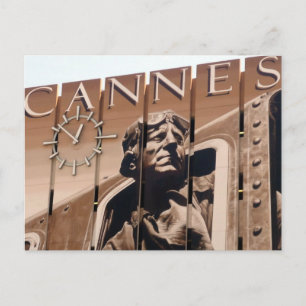 cannes movie clock postcard