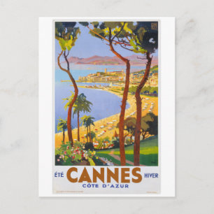 Cannes Vintage Travel Poster Postcard