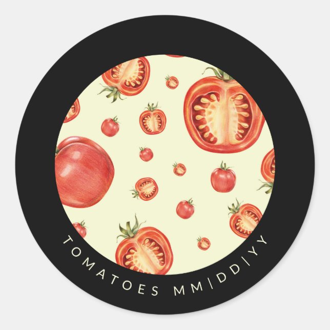 Canning | Date | Tomatoes Classic Round Sticker (Front)