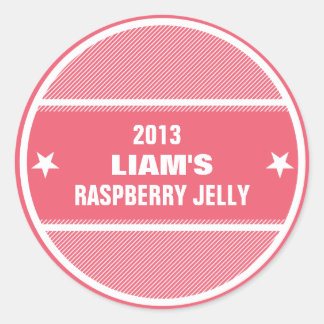 Canning jar labels red striped custom personalised