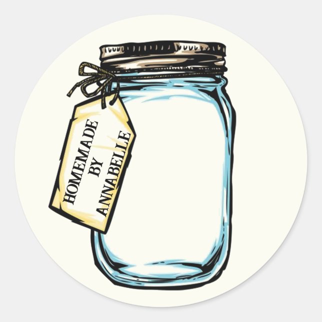 Canning Jar Personalise  Classic Round Sticker (Front)