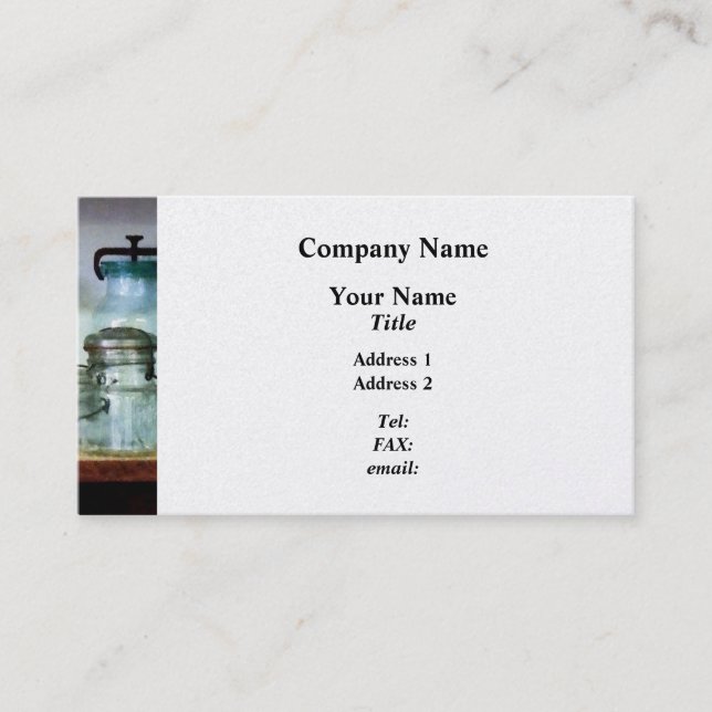 Canning Jars on Shelf - Platinum Finish Business Card (Front)