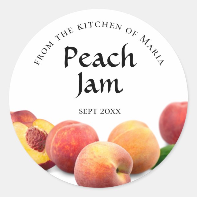 Canning Round Label Peach Jam (Front)