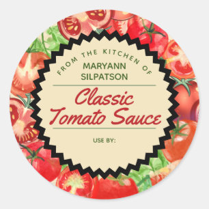 Canning tomatoes personalised from the kitchen of classic round sticker