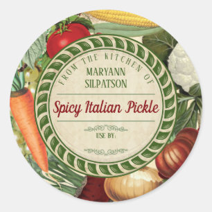 Canning vegetable personalised from the kitchen of classic round sticker