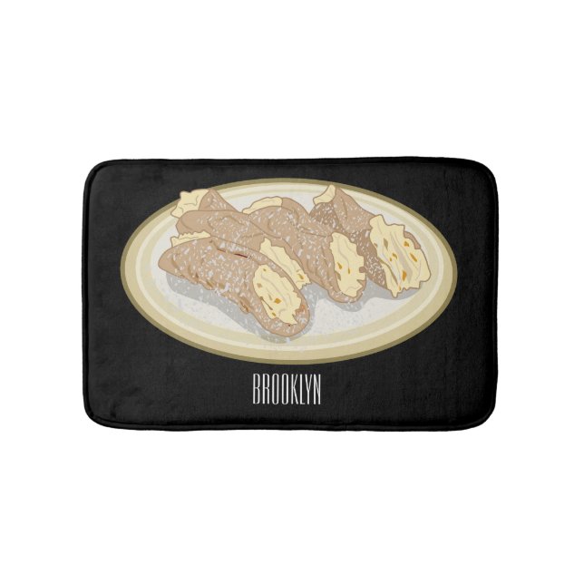 Cannoli cartoon illustration  bath mat (Front)