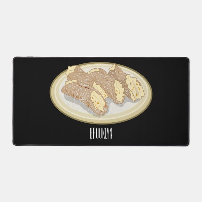 Cannoli cartoon illustration desk mat (Front)