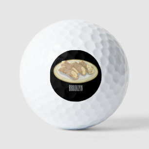 Cannoli cartoon illustration golf balls