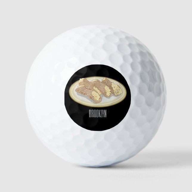 Cannoli cartoon illustration golf balls (Front)