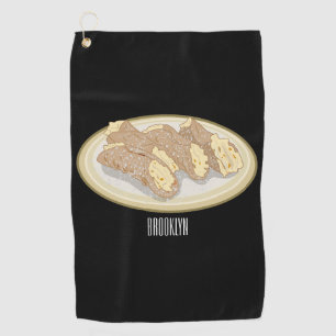 Cannoli cartoon illustration golf towel