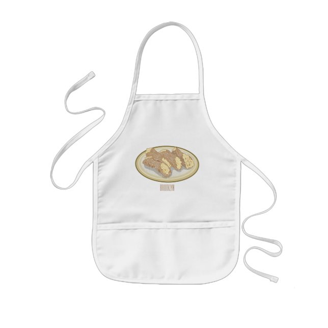 Cannoli cartoon illustration  kids apron (Front)