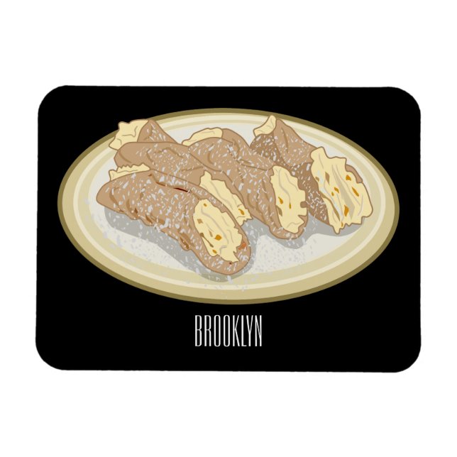 Cannoli cartoon illustration magnet (Horizontal)