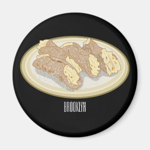Cannoli cartoon illustration magnet