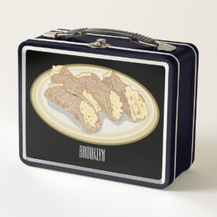 Cannoli cartoon illustration metal lunch box