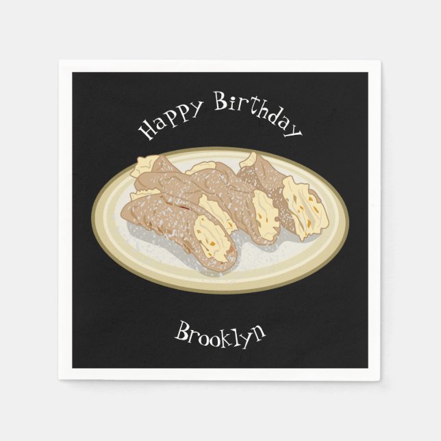 Cannoli cartoon illustration napkin (Front)