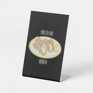 Cannoli cartoon illustration pedestal sign