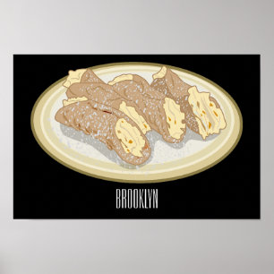 Cannoli cartoon illustration  poster