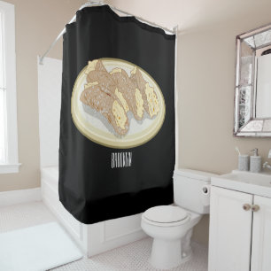 Cannoli cartoon illustration shower curtain