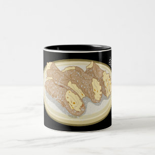 Cannoli cartoon illustration  Two-Tone coffee mug