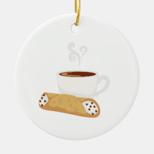 Cannoli & Coffee Ceramic Ornament