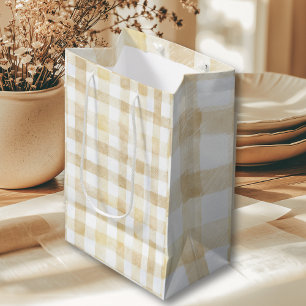Cannoli Gender Neutral Beige Italian Baby Shower Medium Gift Bag