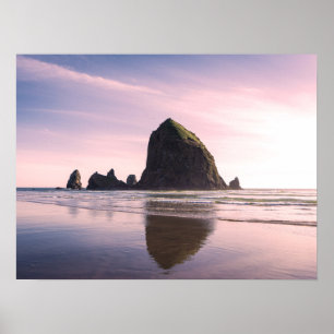 Cannon Beach and Haystack Rock Sunset Photography Poster