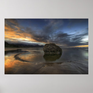 Cannon Beach Low Tide in Oregon Pacific Ocean Poster
