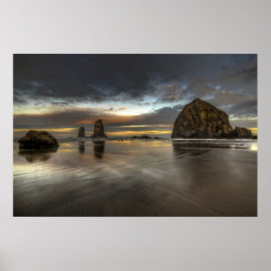 Cannon Beach Low Tide Oregon Pacific Ocean Poster