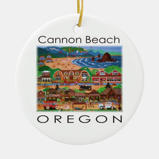Cannon Beach ~ Oregon Ceramic Ornament (Front)