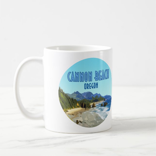 Cannon Beach Oregon Coast Vintage Coffee Mug (Left)