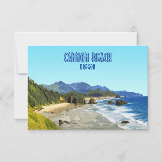 Cannon Beach Oregon Coast Vintage Flat Card (Front)