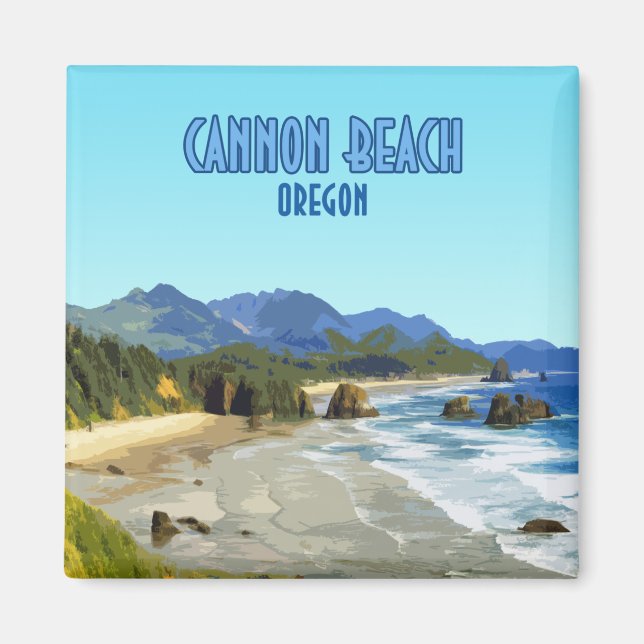 Cannon Beach Oregon Coast Vintage Magnet (Front)