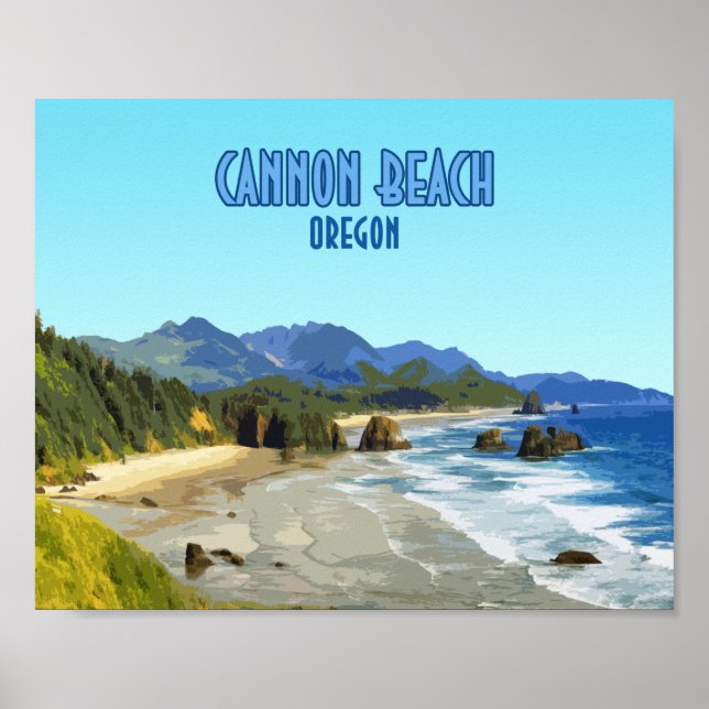 Cannon Beach Oregon Coast Vintage Poster (Front)