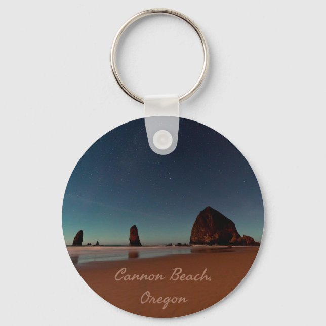 Cannon Beach Oregon Haystack Rock Key Ring (Front)