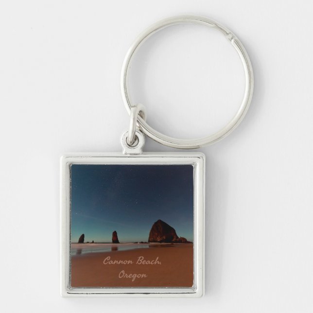 Cannon Beach Oregon Haystack Rock Key Ring (Front)