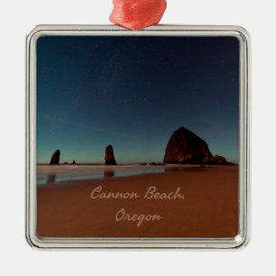 Cannon Beach Oregon Haystack Rock Metal Ornament