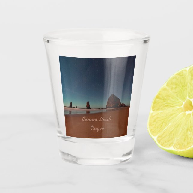 Cannon Beach Oregon Haystack Rock Shot Glass (Front)