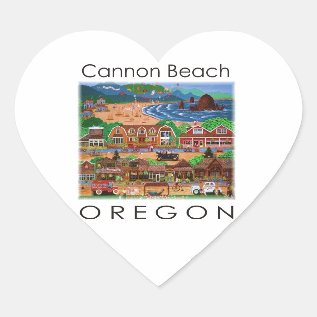 Cannon Beach ~ Oregon Heart Sticker (Front)