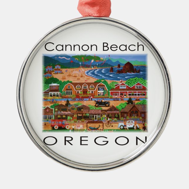 Cannon Beach ~ Oregon Metal Tree Decoration (Front)