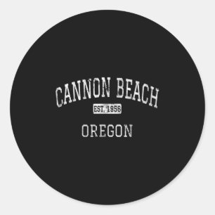 Cannon Beach Oregon Or Vintage  Classic Round Sticker