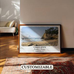 Cannon Beach Oregon Poster, Watercolor, Custom Poster